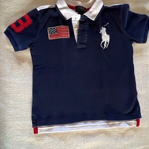 Polo by Ralph Lauren Kids Polo Shirt in Navy with Red and White Accents size 6